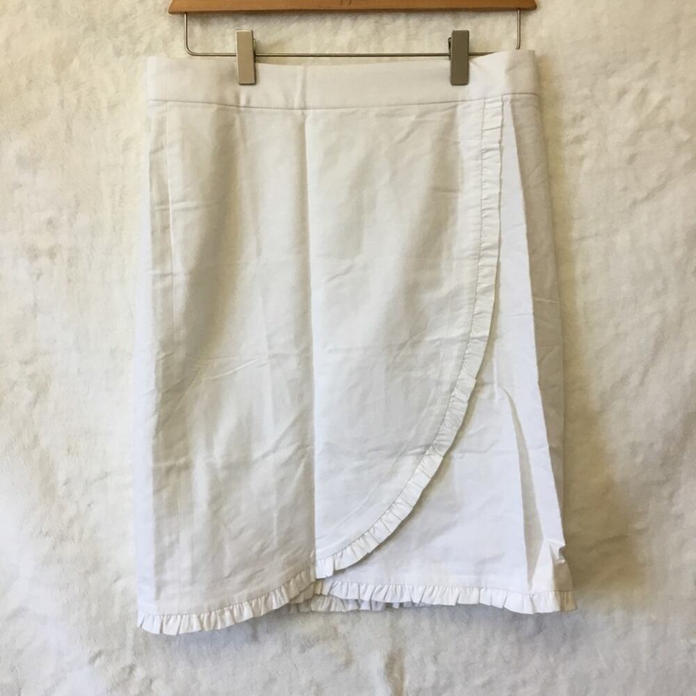 J, Crew White Wrap Ruffle Tulip Skirt - Picture 1 of 9